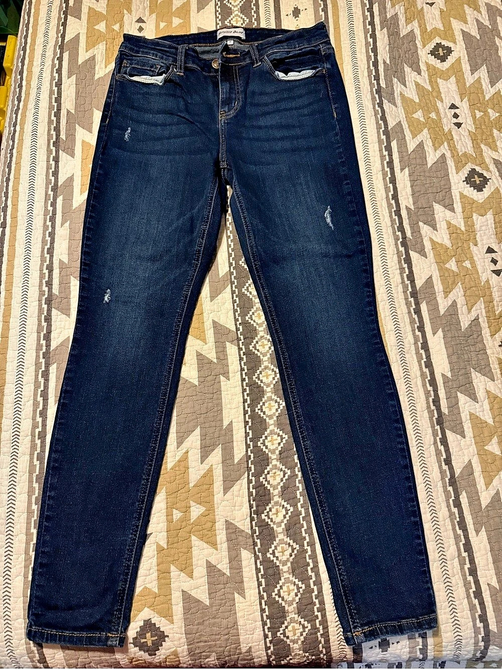 Studio Blue Distressed Straight Leg Blue Jeans